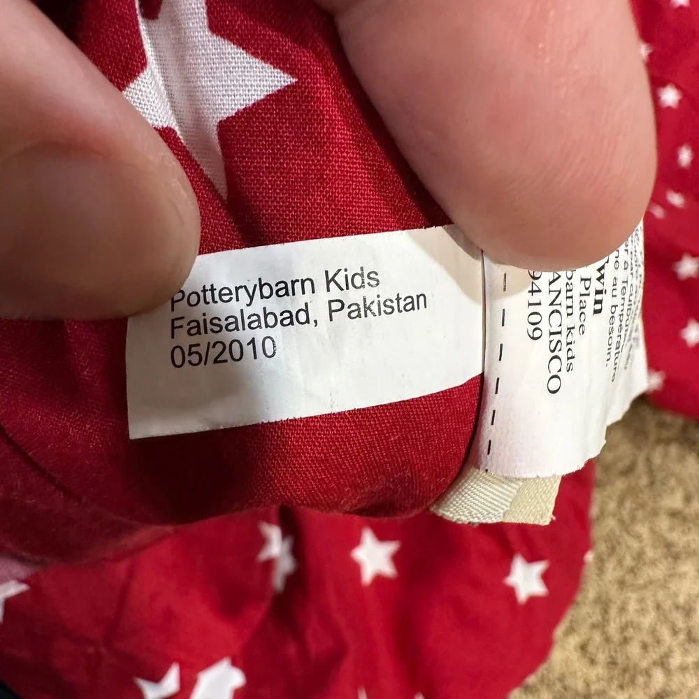 Pottery Barn Kids Twin Duvet Cover Set Pair Red White Star Americana 2266